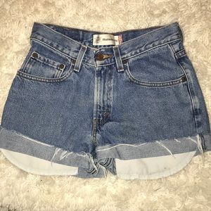 Levi denim shorts. High waisted